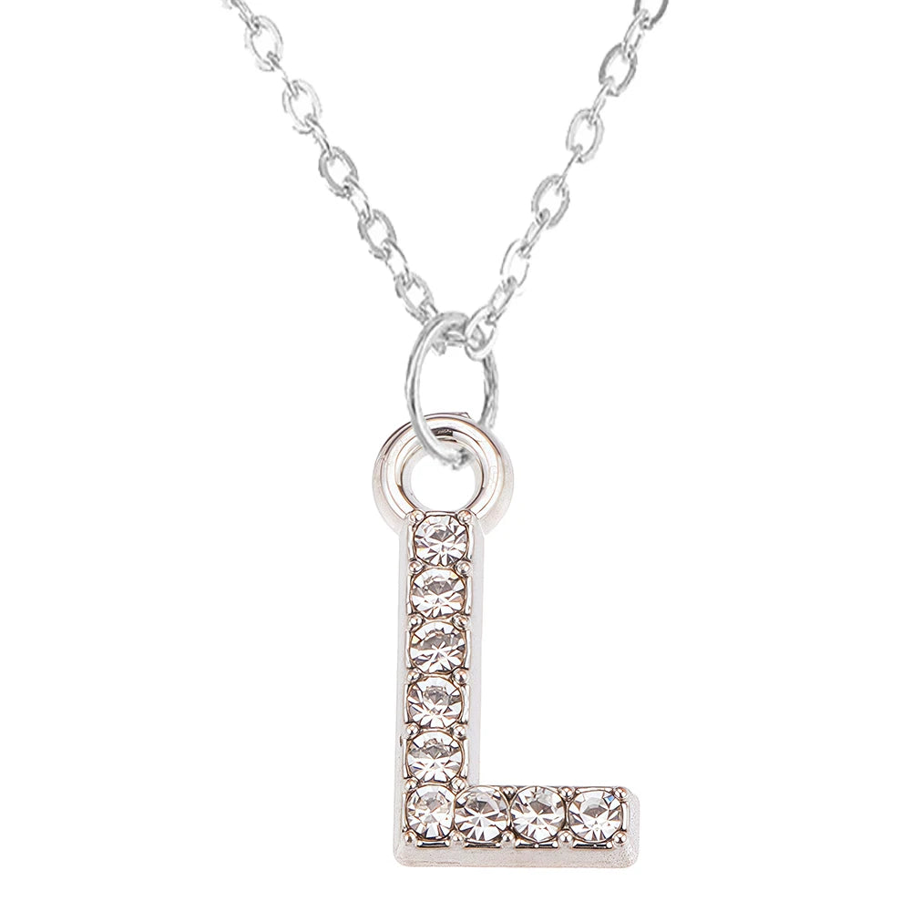 Fashion Shining A-Z Letter Pendant Charm Necklace 26 Initial Alphabet Name Clavicle Chain Party Valentine's Day Jewelry Gift L