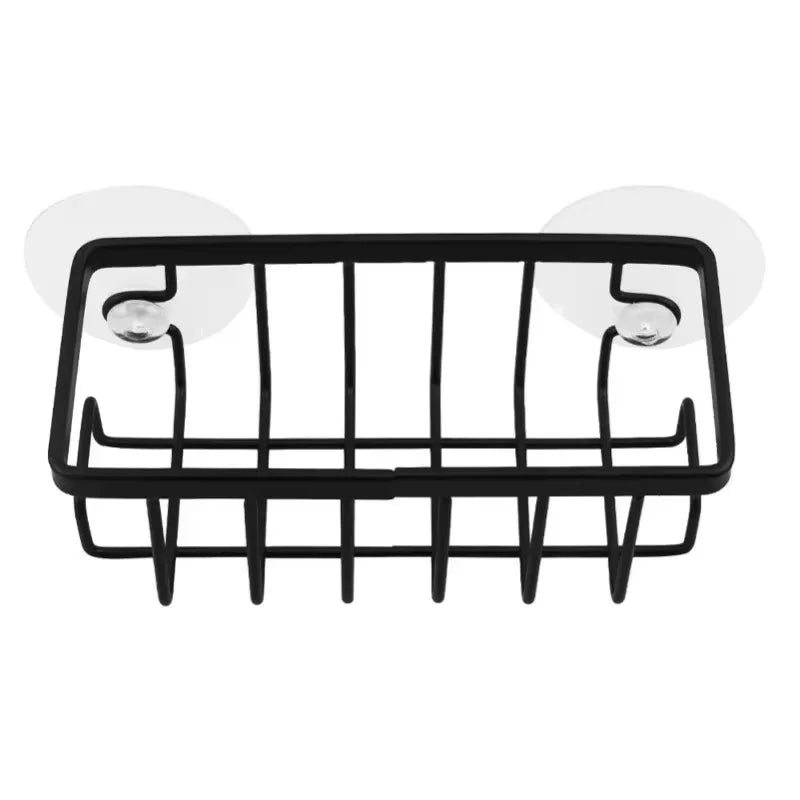 Home With Hook Draining Durable Soap Black Kitchen Sink Scrubber Countertop Sponge Holder Hollowed Suction Cup Caddy Organizer