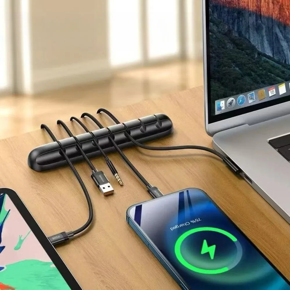 Self Adhesive Silicone Cable Organiser for Desk Lead Storage