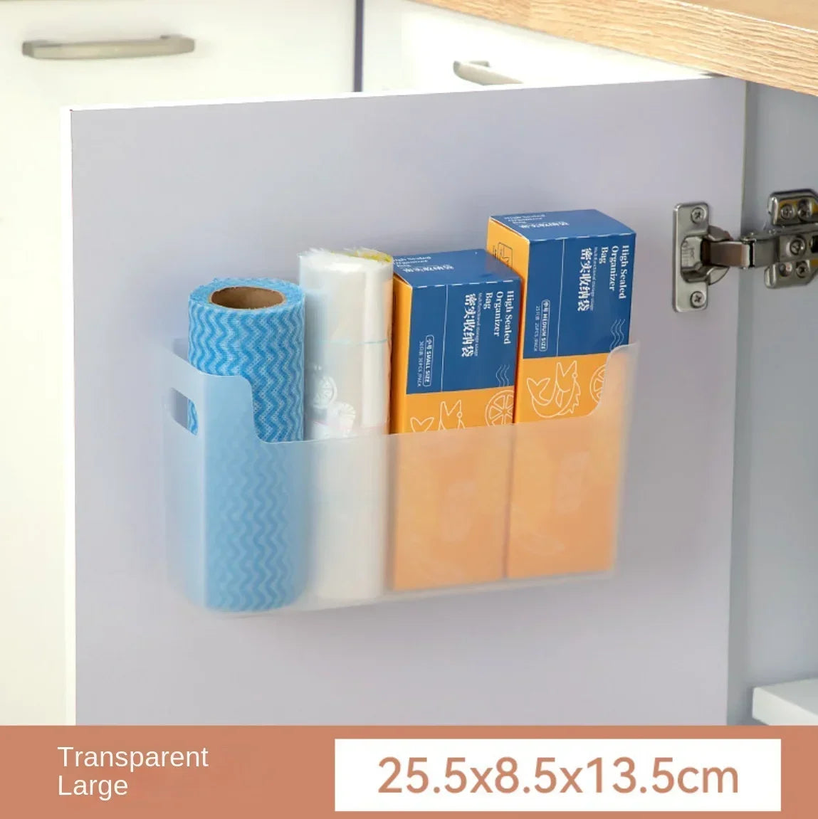 Non Perforated Cling Film Rack Inside Cabinet Wall Shelf Spice Rack Dish Drying Rack Kitchen Organizer for Home Storage B Large 1pc