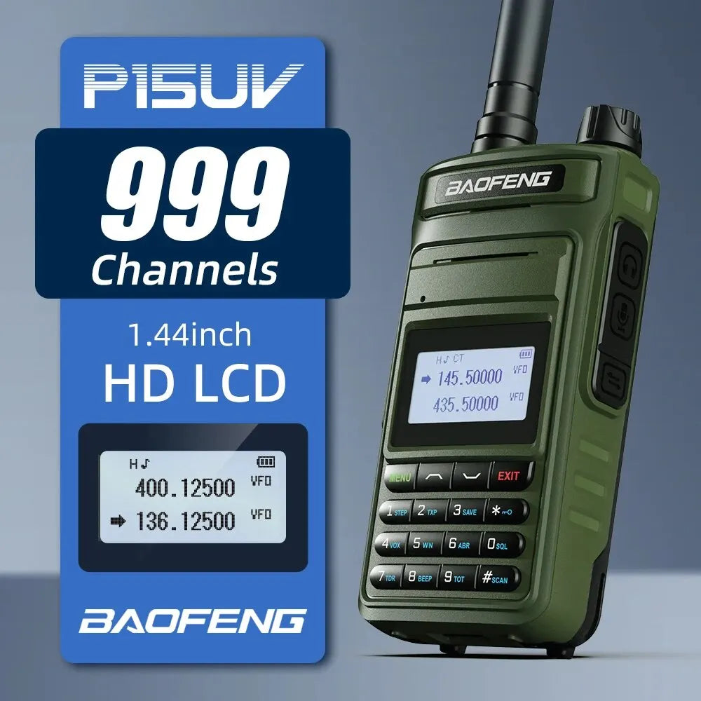 Baofeng Walkie Talkie P15UV Air Band FM/AM Long Range Wireless Copy Frequency NOAA Multi-Bands Two Way Radio Type-C Ham Radios - Dicrodelights