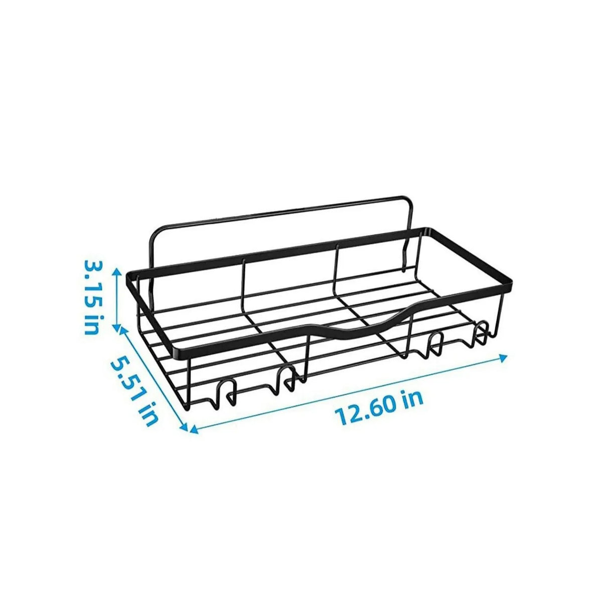Iron No Drill Shower Caddy with Drainage and Storage Hooks L