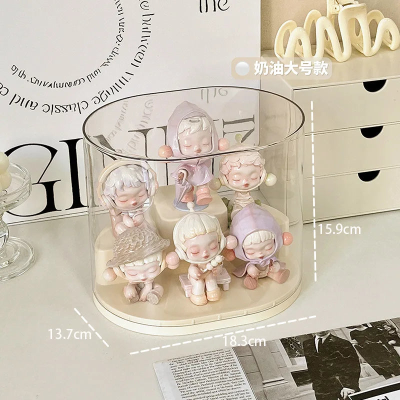 Blind Box Display Case with Clear Cover and Cream Base Large