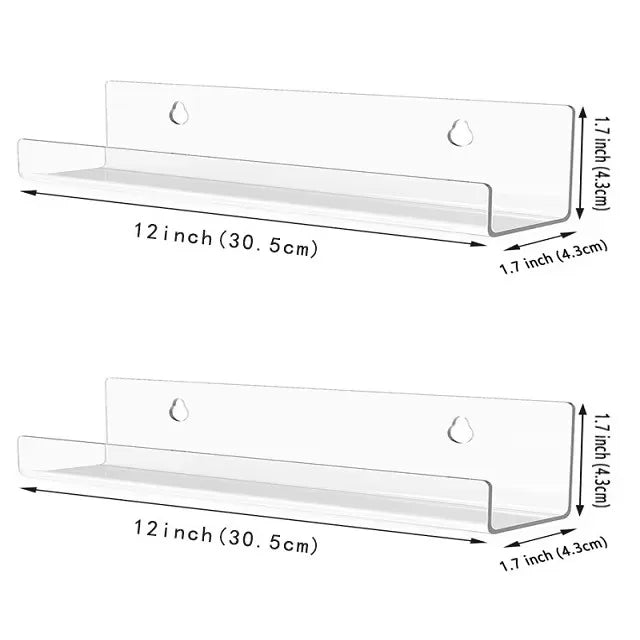 Acrylic Vinyl Record Shelf for Album Cover Wall Displays 2pieces-12inch