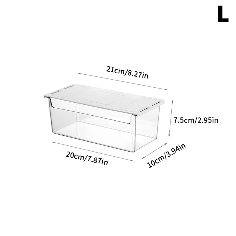 1Pc Transparent Acrylic Storage Box Under Tabl Drawer Pull-Out Storage Shelf Cabinet Bathroom Office Storage Box Case Container L