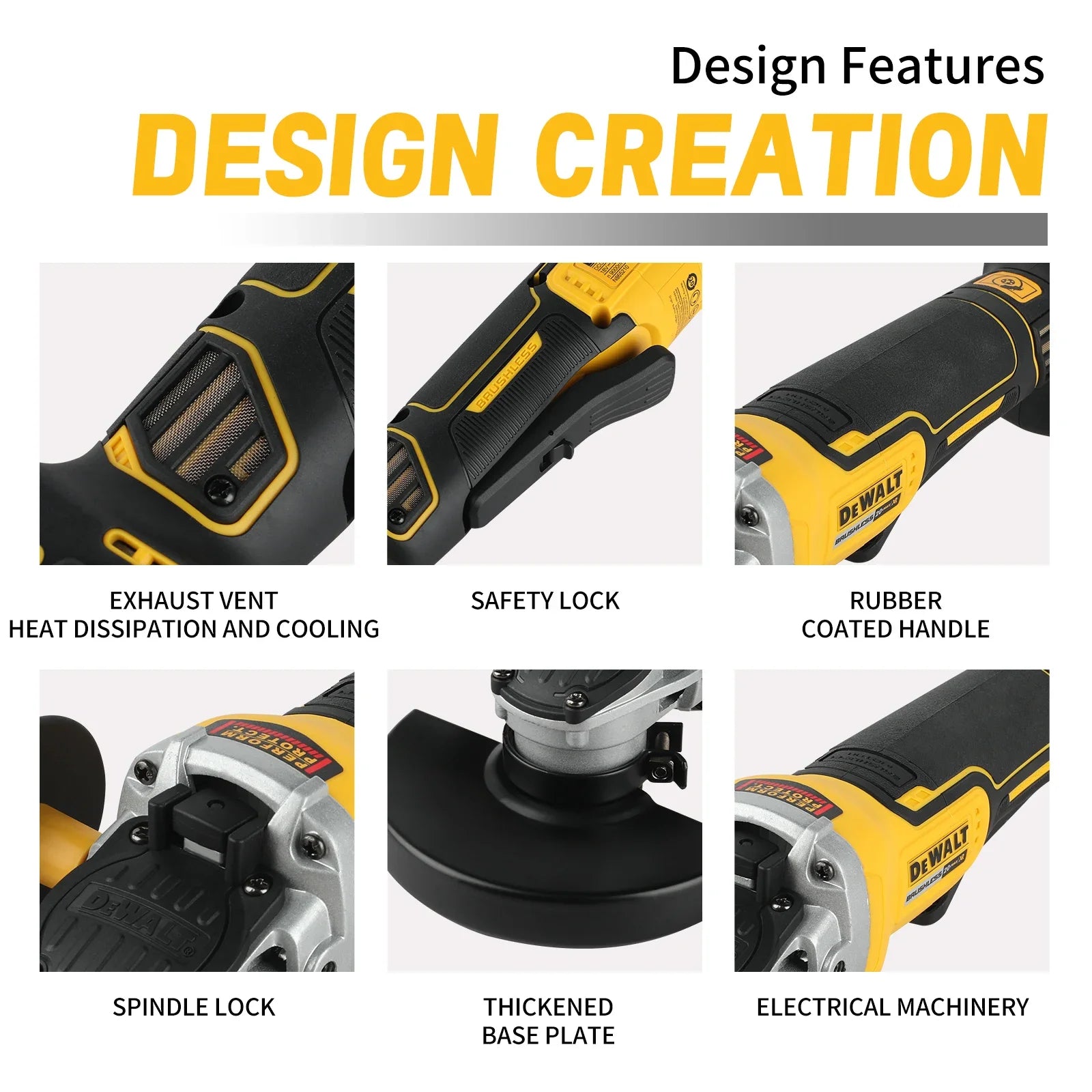 DEWALT DCG406 20VCordless Angle Grinder:1000rpm125mm wheel,M14 spindle9000/min speed,680W power.For construction,DIY&industrial