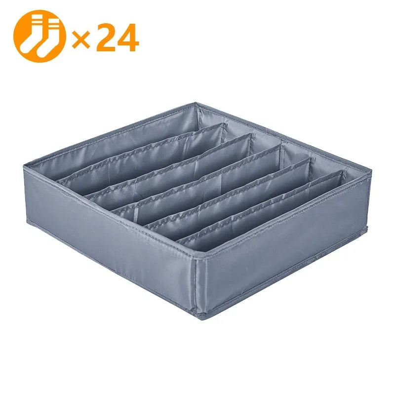 Fabric Bra Drawer Organiser for Sports Bras Socks and Underwear 6grids-light gray