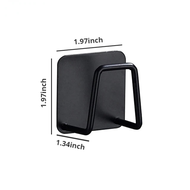 1/2Pcs Sponge Holder Sink Caddy SUS304 Stainless Steel Strong Adhesive Hook Storage Holder Waterproof Rustproof Hook for Kitchen Black Large Size