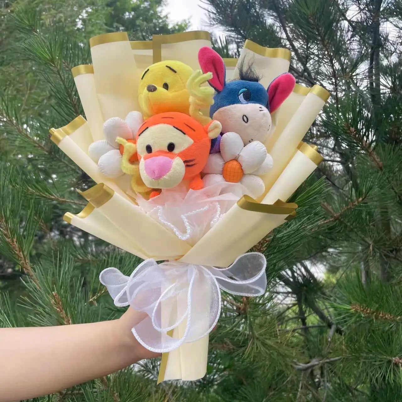 Cartoon Winnie the Pool Eeyore Bouquet Gift Box Stuffed Animals Flower Bouquet Home Decoration Valentine Christmas Gifts