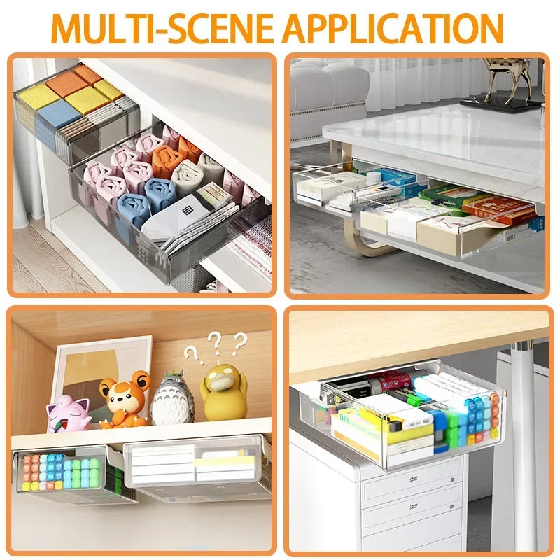 Self Adhesive Plastic Under Desk Drawer for Stationery Storage