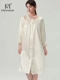 FIMTAIRAH 6A 22MM 100% Silk Nightdress Real Silk Nightgown Women long plus large size Sleepwear Pajamas robe