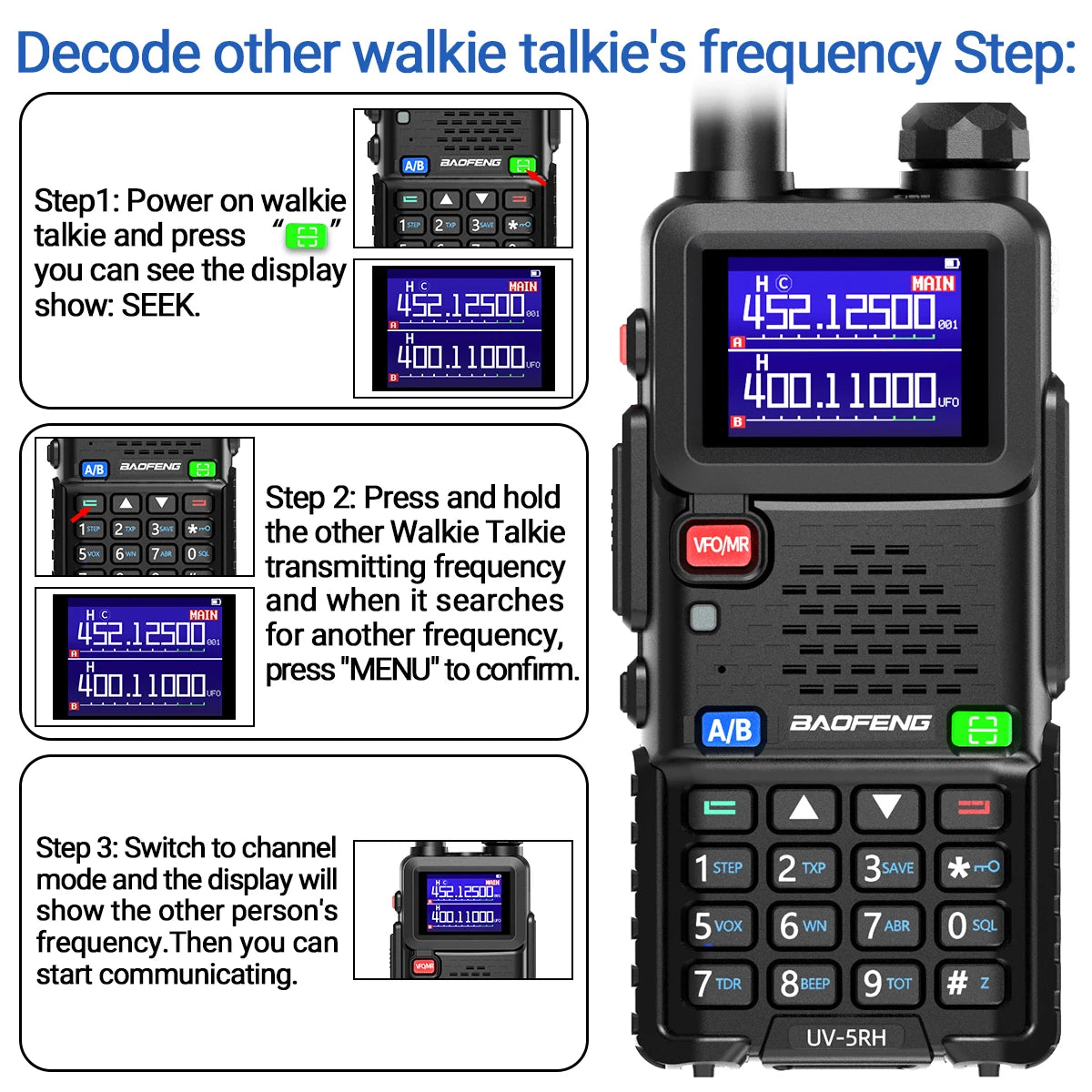 Baofeng UV-5RH 10W Walkie Talkie Long Range Ham Radio Type-C Charging Air Band Two-Way Wireless Transceiver - Dicrodelights