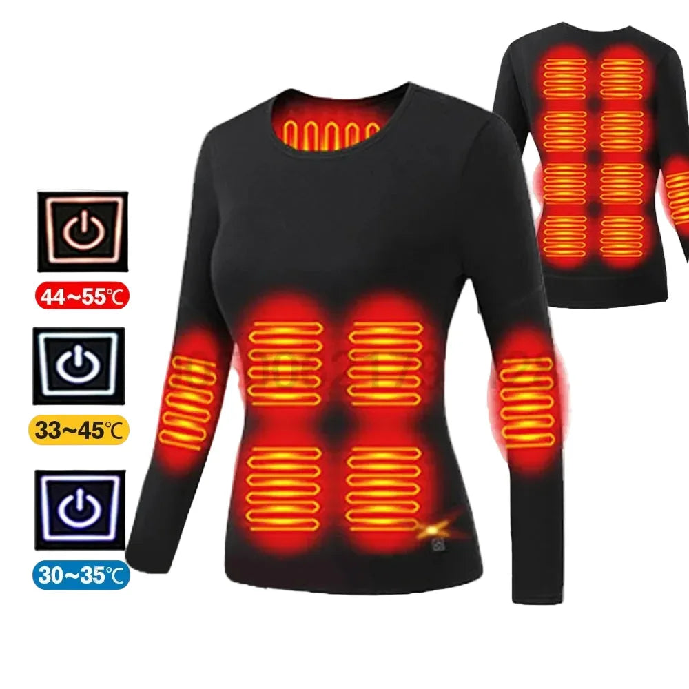 Buy USB Electric Heated Jacket Thermal Underwear Set for Men & Women 16-points-Women-Jacket