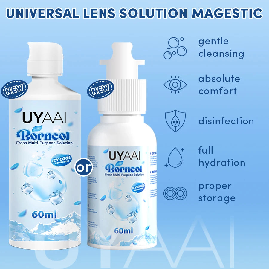 (New)UYAAI 60ML Contact Lens Liquid Nursing Solution For Contact Lenses Drops Beauty Pupil Cleaning Moisturizing Eye Health Care Default Title