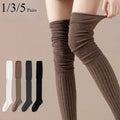 1/3/5 Pairs Knee High Socks Thin Long Stacked Socks Women's High Solid Colour Patchwork Socks High Elasticity Stockings