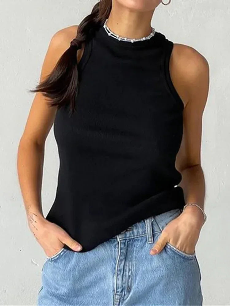 Ribbed Knit Tank Top Women – Sleeveless Summer Vest Top
