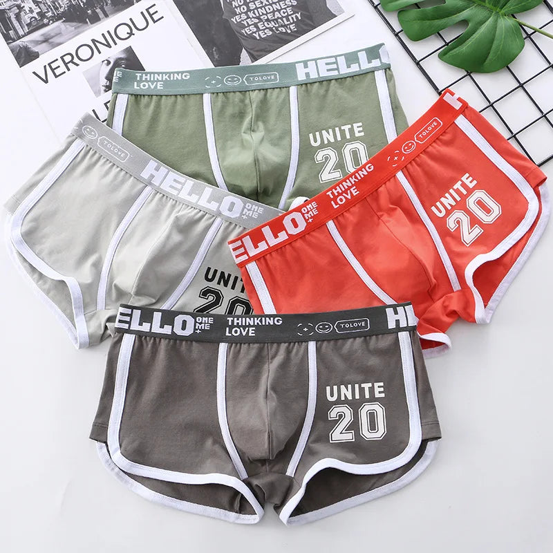1/3/4 PCS Men's Underwear Boxer Shorts Sexy Panties Cotton Boxers Sports Comfort Man Underpants Shorts Homme U Convex Lingerie 4PD3205-2