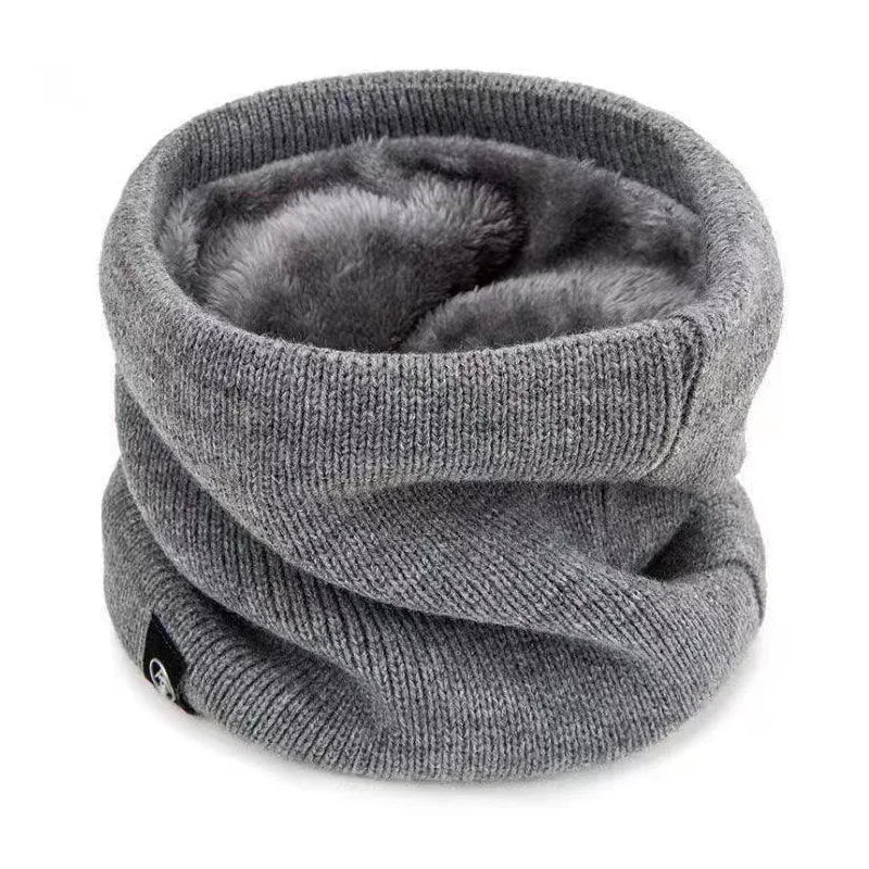 Neck Gaiter Winter Scarf – Warm Knit Windproof Tube Scarf Grey