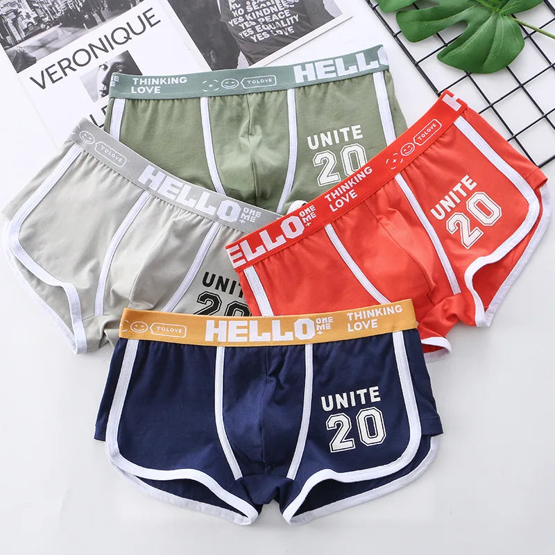 1/3/4 PCS Men's Underwear Boxer Shorts Sexy Panties Cotton Boxers Sports Comfort Man Underpants Shorts Homme U Convex Lingerie 4PD3205-1