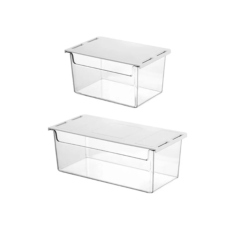 1Pc Transparent Acrylic Storage Box Under Tabl Drawer Pull-Out Storage Shelf Cabinet Bathroom Office Storage Box Case Container