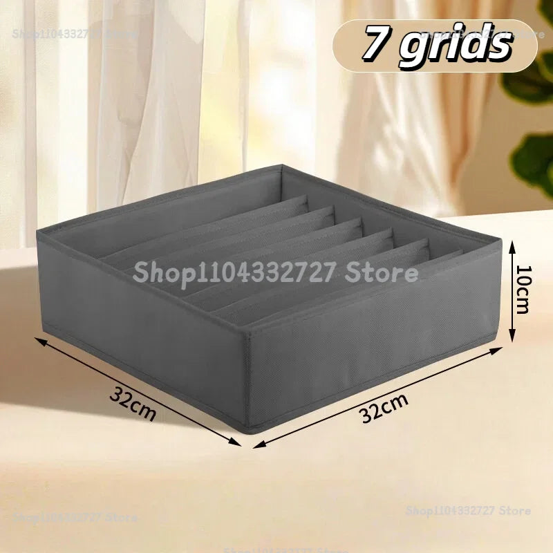 Fabric Drawer Storage Organiser for Underwear Bras and Socks grey-7grids