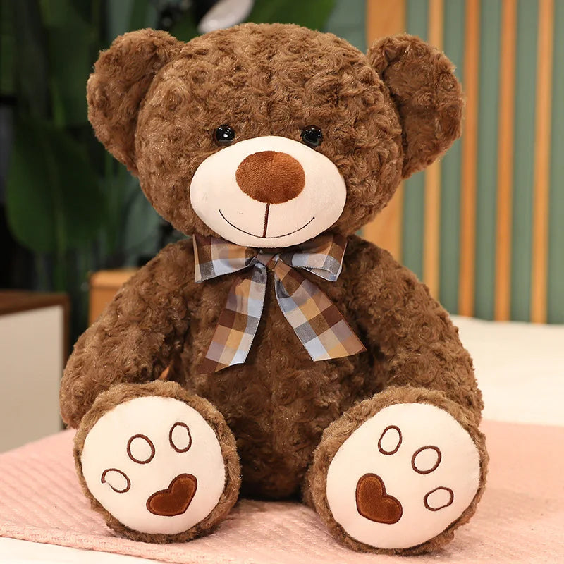 35/50/60CM Cute Classic Teddy Bear Plush Toys Kawaii Bow Tie Bear Plushie Pillow Stuffed Soft Dolls for Kids Girls Lover Gifts dark brown