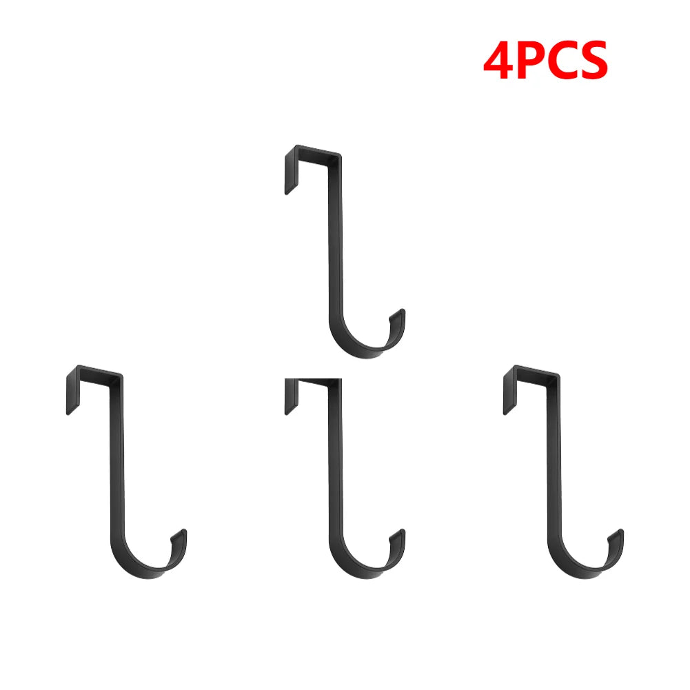 Aluminium Over Cabinet Door Hook for No Drill Bedroom Storage 4pcs black