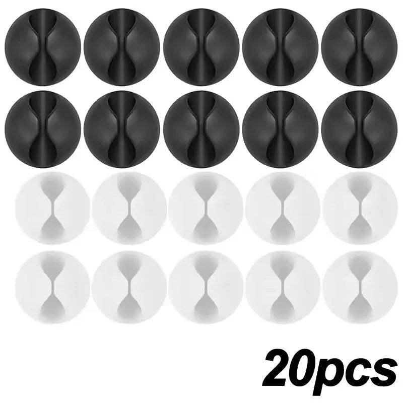Self Adhesive Round Desk Cable Clips for Charging Leads 20x Mix