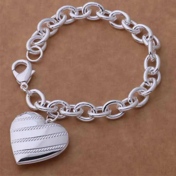 925 Sterling Silver Bracelet Heart High Quality Romance Chain For Woman Men Fashion Engagement Party Wedding Jewelry Gift DY AB286 3H
