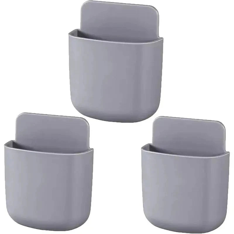 Adhesive Bedside Remote Holder Pair for Phone and Pen Storage