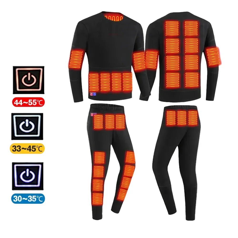 Buy USB Electric Heated Jacket Thermal Underwear Set for Men & Women 30-points-Women-Suit