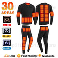 Winter USB Electric Heating Jacket Heated Thermal Underwear Men Women Sports Thermal Heated Underwear Electric Heated Equipmen 30-BK-Women-Suit