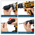 Gisam 25+3 Torque Electric Impact Screwdriver Multifunctional Cordless Drill Power Tool Setting 2 Gear Speed with 2 Batteries