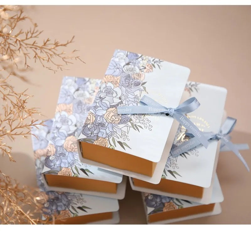 5pcs Book Shape Gift Box ith Ribbon Paperboard Candy Chocolate Present Packaging Box for Wedding Birthday Mother's Day 5pcs blue 13cmx4.5cmx9cm