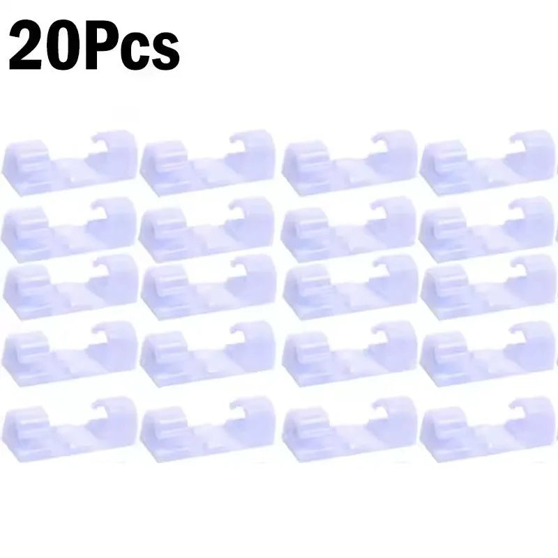 Self Adhesive Open Cable Clips for Desk Wire Routing 20X-White
