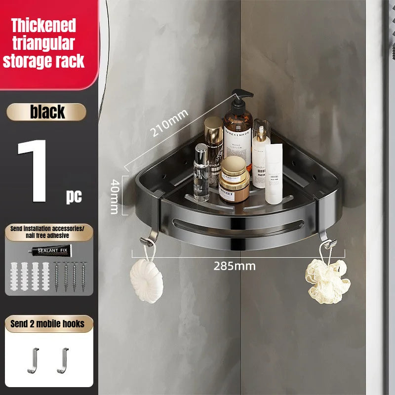 No Drill Corner Shower Shelf with Drainage and Hanging Storage 304 stainless steel