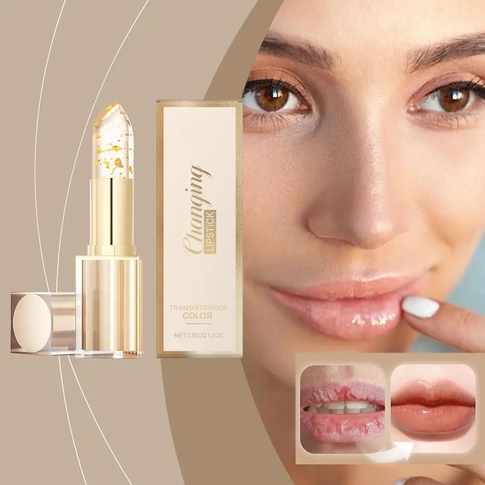 3.5g Transfer-Proof Color-Changing Lipstick Gold Leaf Discoloration Nourish Moisturize Water Light Softening Non-greasy Lip Blam