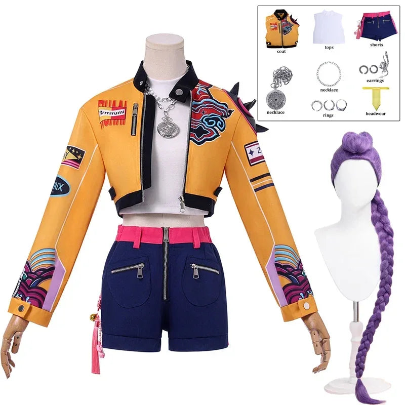 Women's Cosplay Costume Set – KPop Rumi Outfit & Wig