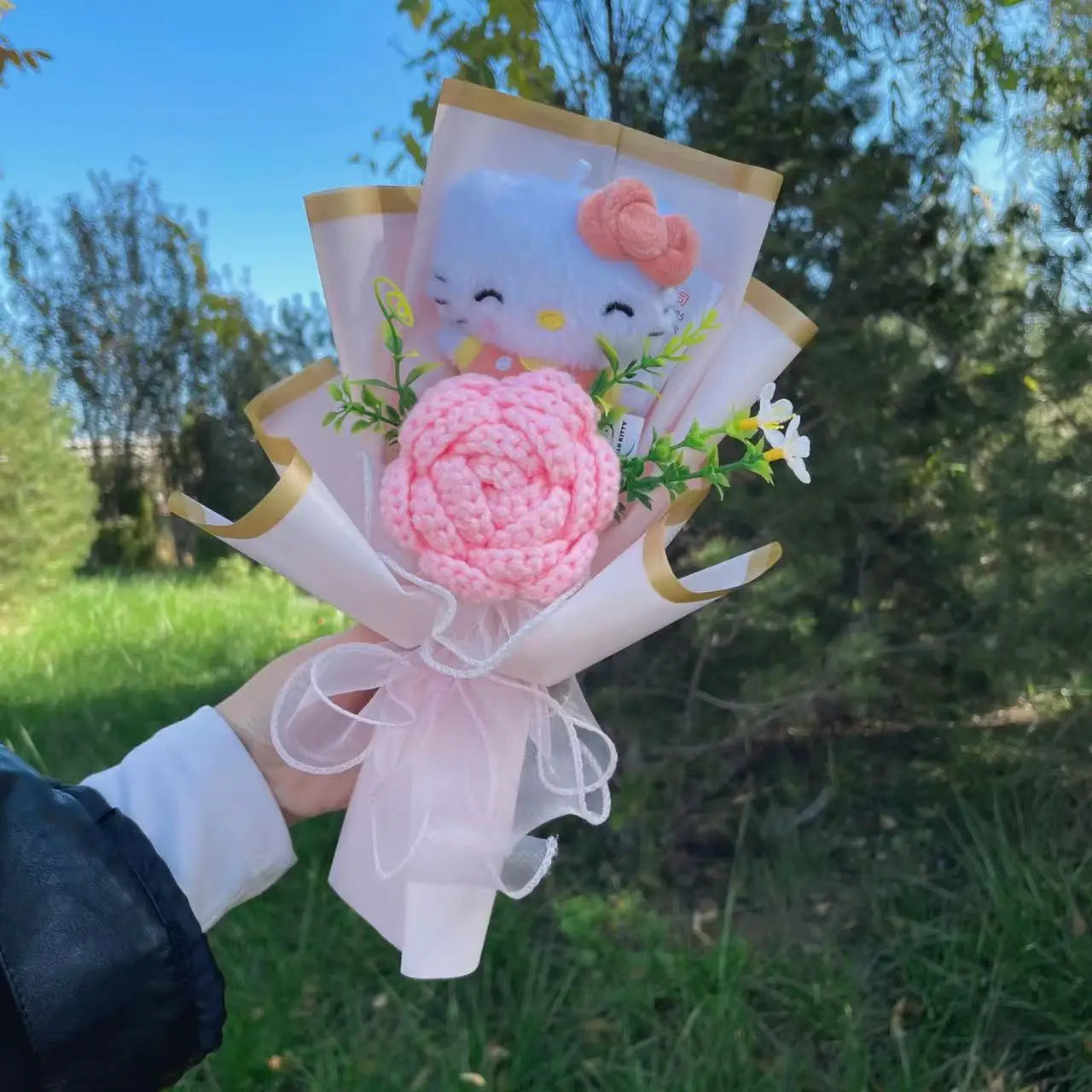 Sanrio Plush Bouquet Doll – Kuromi, My Melody, Cinnamoroll Handmade Gift Toy for Valentine, Birthday & Graduation 14-28cm