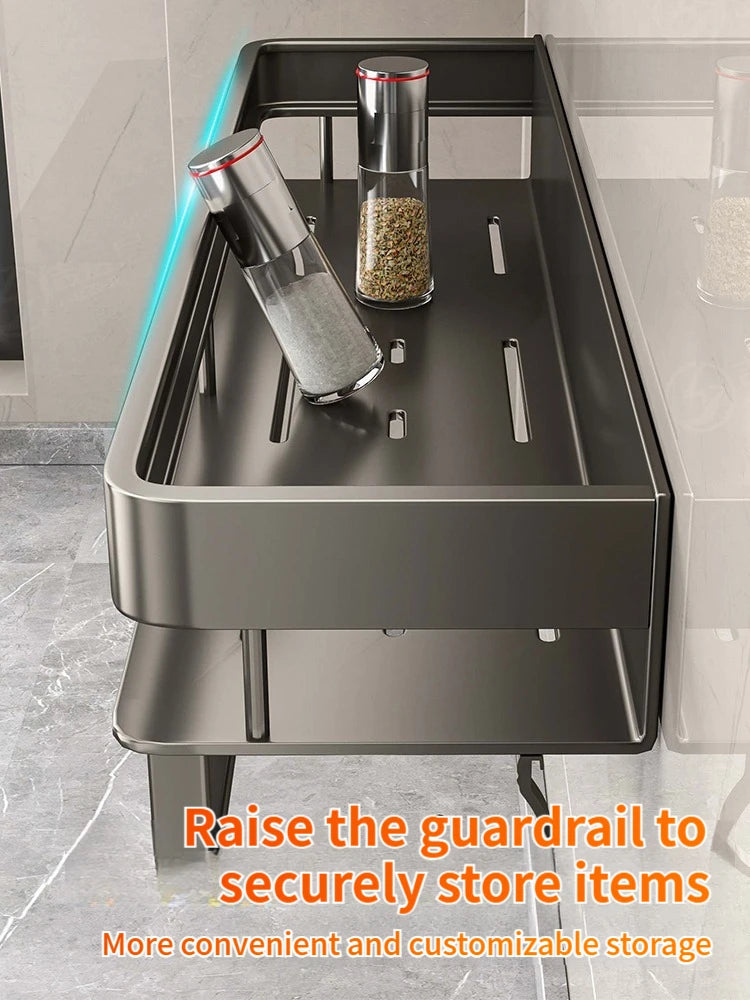 Aluminum Kitchen Rack Kitchen Shelf Toilet Storage No Drill Hanging Rack Bathroom Organizer Hang on the Wall Kitchen