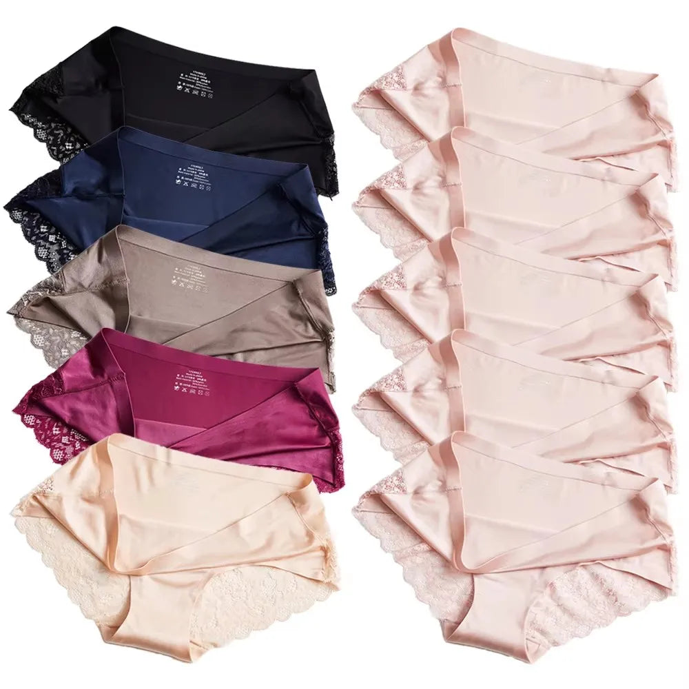 1/5/10Pcs Seamless Women Hollow Out Panties Set Underwear Comfort Lace Briefs Low Rise Female Sport Panty Soft Lady Lingerie mix-10pcs 3 As shown