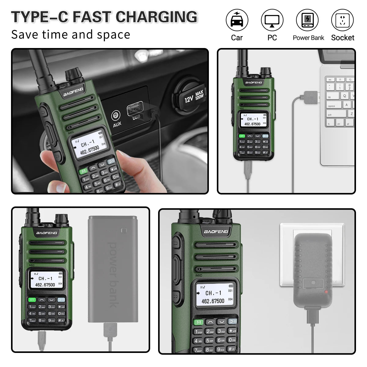 BaoFeng M-13 PRO V1 V2 High Power Multi Band Walkie Talkie Type-C Charger Long Range Upgraded UV-13 PRO V1 V2 Ham Two Way Radio - Dicrodelights