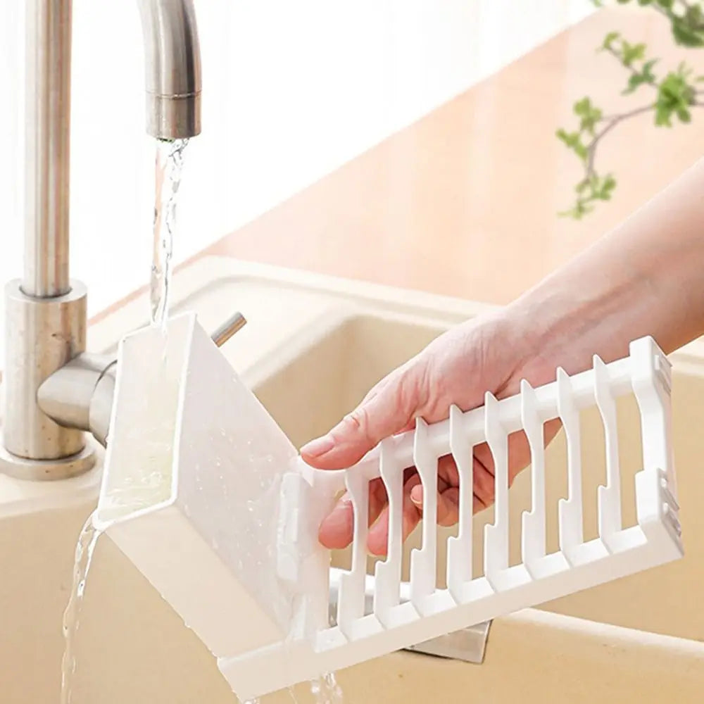 Plastic Foldable Dish Drying Rack 2 IN 1 Space-Saving Utensils Drainer Racks Large Capacity Dish Drainer Bowl and Chopstick