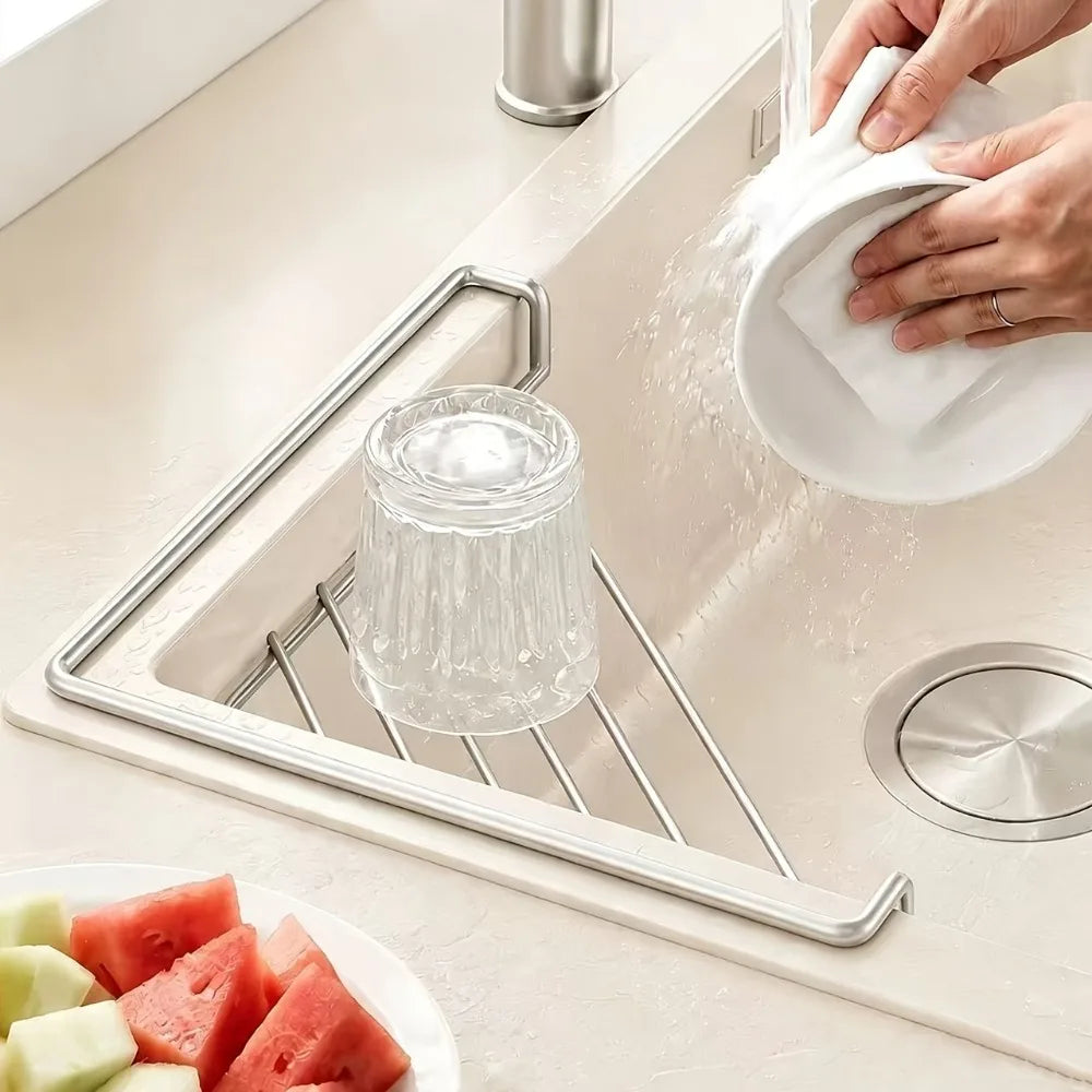 Stainless Steel Corner Sink Rack for Sponges and Cloths