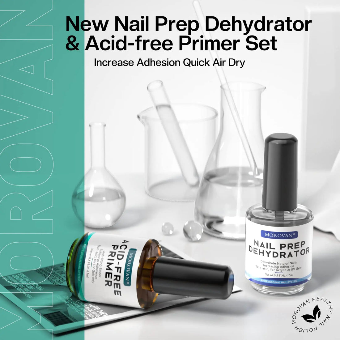 Morovan Natural Nail Dehydrator and Acid-Free Primer Nail Dehydrator for Acrylic and Gel Nail Polish Nail Primer for U V Gel Default Title