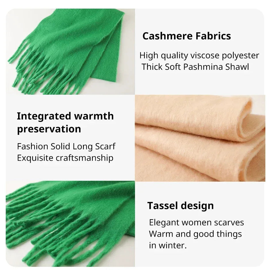 Women Winter Cashmere Scarf Thick Warm Pashmina Shawl Wrap