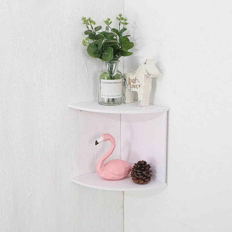 No Drill Wall Mounted Corner Shelf, 2 or 5 Tier, Black or White