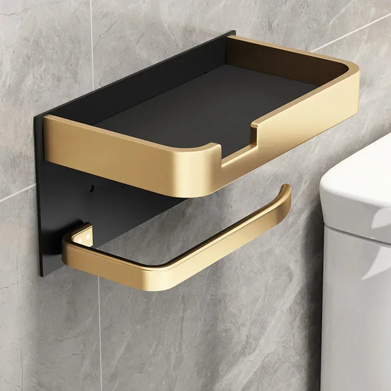 Aluminium Wall Mounted Toilet Roll Holder and Shelf Options