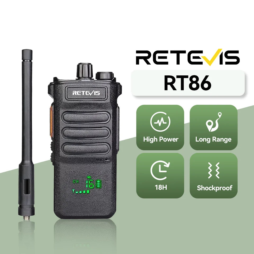 Retevis RT86 10W Walkie Talkie Professional Two Way Radio Long Range Walkie Talkie UHF Communication radio for Outdoor Business