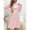Women Flannel Velvet Nightdress Autumn Winter Thicken Warm Nightgown Heart Sleepwear Comfortable Female Causal Home Clothes